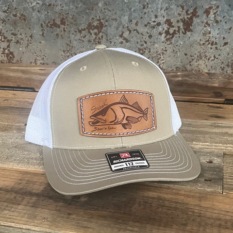 Snook Fishing Trucker Hat Genuine Leather Patch Hat, Fishing