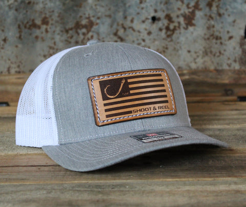Heather Grey/White Hook Flag Patch